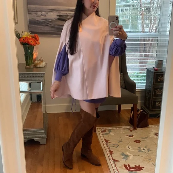 TED BAKER London Designer cashmere wool CAPE PINK rose gold sold out! Rare M - Picture 3 of 14